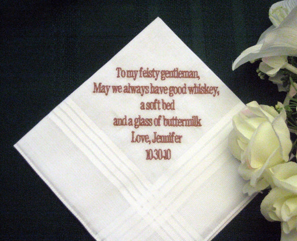 Personalized Wedding Gift - Wedding Handkerchief from Bride to Groom 3B