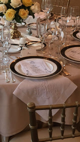 6 white linen hemstitched napkins 22in.