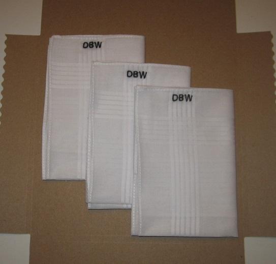 Monogrammed embroidered men's hankies includes FREE shipping in the US and FREE gift box