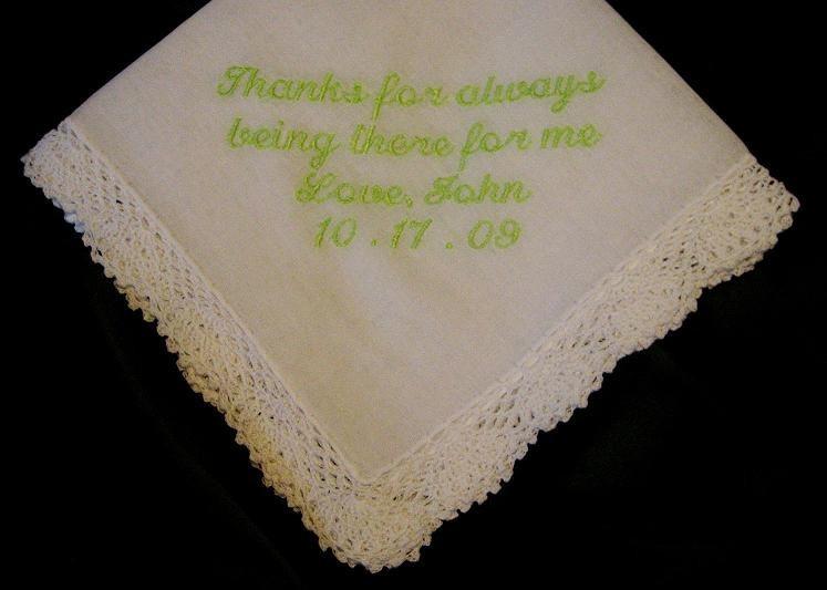 Embroidered Mother of the Groom Gift – Mother of the Groom Handkerchief – Wedding Handkerchief  51S
