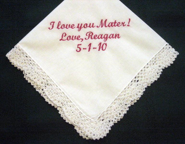 Spanish Mother with FREE Gift Box 75S FREE shipping Personalized Wedding Handkerchief