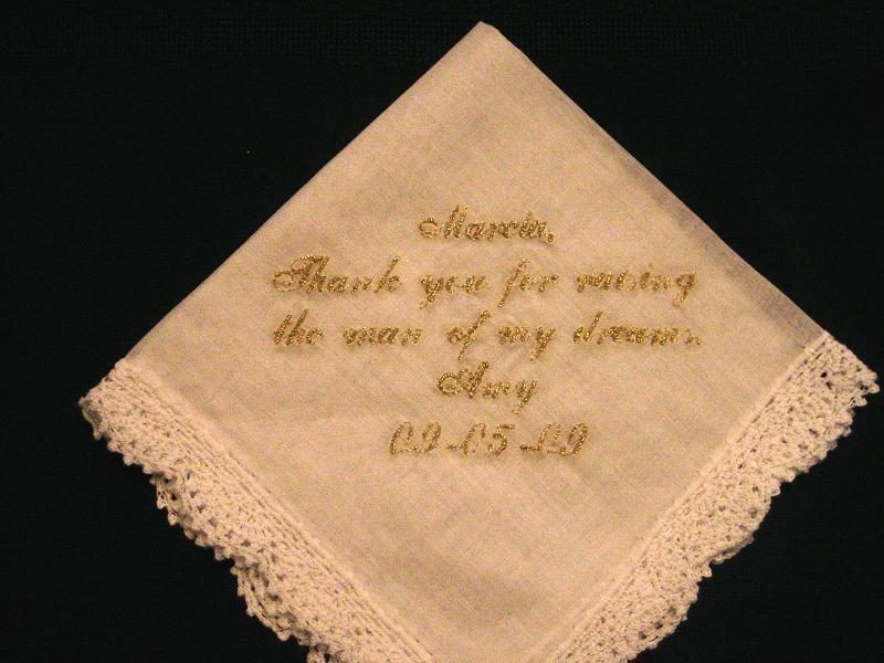 Personalized Wedding Gift- Wedding Handkerchief with Gold Metallic Thread with Gift Box 44S