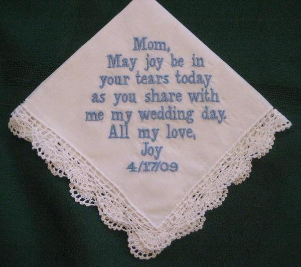 Embroidered Mother of the Bride Gift – Mother of the Bride Handkerchief – 86B