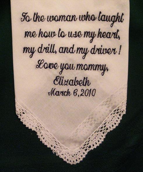 Mother of the Bride Handkerchief Gift 23S