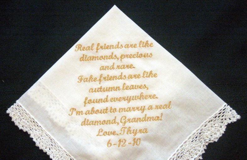 Wedding Hankie for Grandmother in Gold with Gift Box 61S