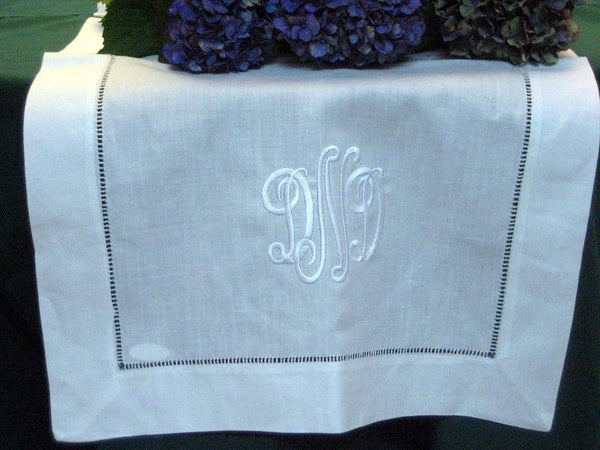 White Linen Table Runner 16x36 Hemstitched with FREE shipping in US