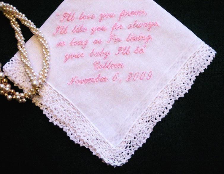 Embroidered Mother of the Bride Gift Handkerchief,Wedding Handkerchief,36S