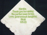 Mother of the Groom Hanky 8B bridal hankie,wedding handkerchief,embroidered hankie