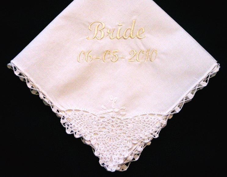 Personalized wedding handkerchief with corner lace,hankie,hanky