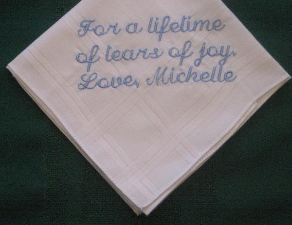 Personalized Wedding Gift - Wedding Handkerchief  from Bride to Groom with Gift Box 92S