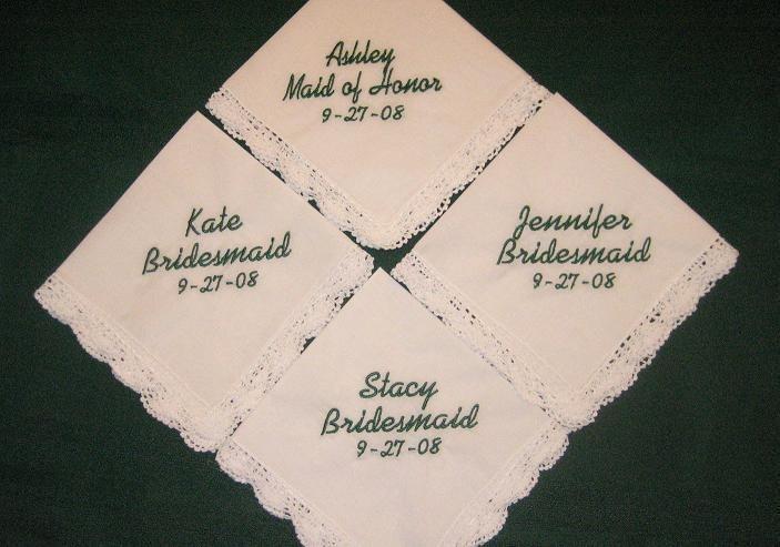 Bridal Party Gift Hanky Set with 4 Gift Boxes, bridesmaids set, wedding day gifts,
