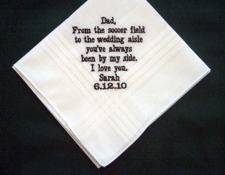 Embroidered Father of the Bride Handkerchief Gift, Groomsmen  Personalized Hankie 144B