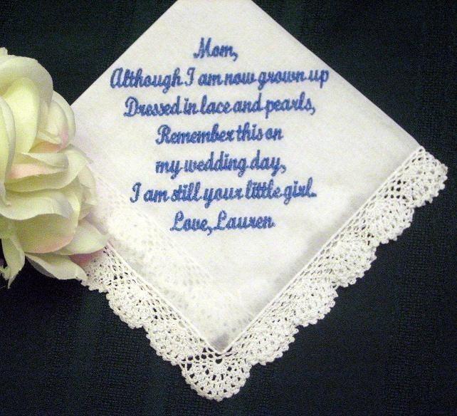 Wedding Hanky for Mother of the Bride 107S includes FREE shipping in the US and Free gift box
