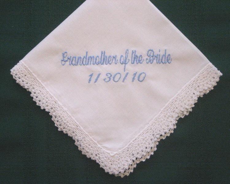 Grandmother Wedding Handkerchief with Gift Box 82S Personalized Wedding Handkerchief