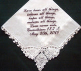 Personalized Wedding Lace Corner Handkerchief  with Gift Box 48SL