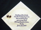Father of the Bride Gift, Linen Wedding Handkerchief, "Daddy of the Bride"  79S