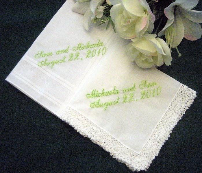 Wedding handkerchief for the Bride and Groom Hankie  with Gift Box and includes shipping in the US