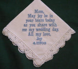 Mother of the Bride Wedding Handkerchief with Gift Box 41B Personalized Wedding Handkerchief