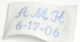 Monogrammed  wedding dress label.