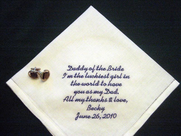 Father of Bride Handkerchief -  Linen Handkerchief - 103S