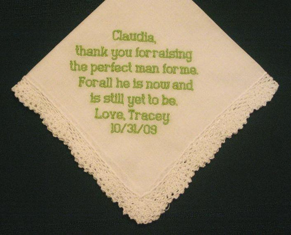 Mother of the Groom Hanky style number 46B with FREE Gift Box and Free shipping in US