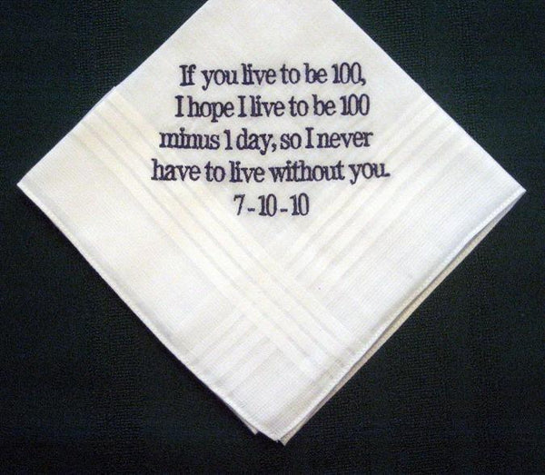 Personalized Wedding Gift - Wedding handkerchief from bride to Groom 20B