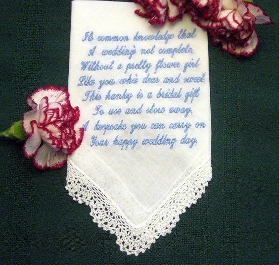 Flower Girl Gift, Personalized wedding handkerchief, with gift box 73S