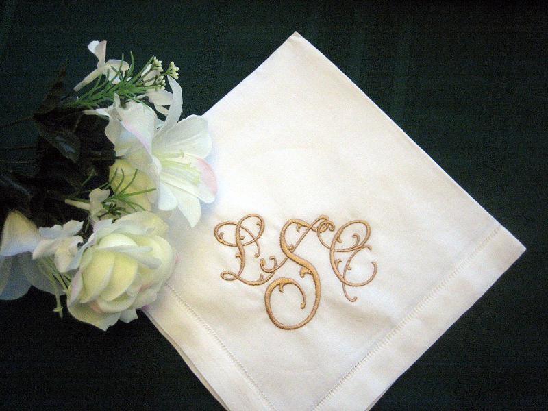 Personalized Napkins - Hemstitched Linen Dinner Napkin Set of 12 with FREE shipping in US 20in.