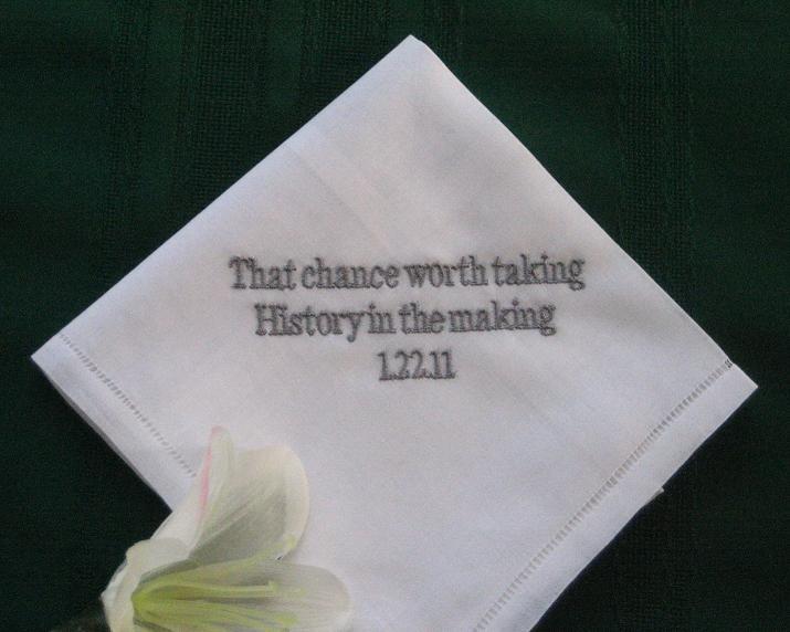 Personalized Wedding Gift -Linen Wedding Handkerchief with Gift Box 67B includes shipping in the US