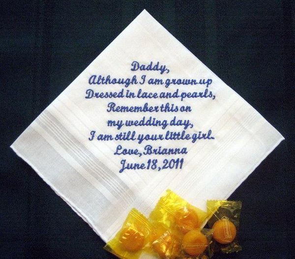 Bride to her Father - Dad - Daddy 27S Personalized Wedding Handkerchief
