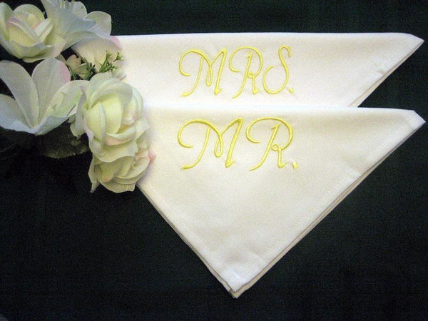 Personalized Wedding Mr. and Mrs. Wedding Napkins for the Bride and Groom