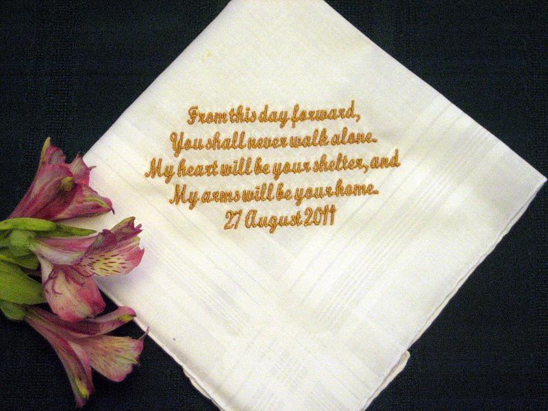 Bride to Groom Gift, Personalized Wedding Handkerchief 110S includes shipping in the US
