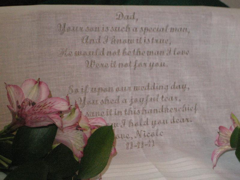 Bride to Father of the Groom 111S Personalized Wedding Handkerchief