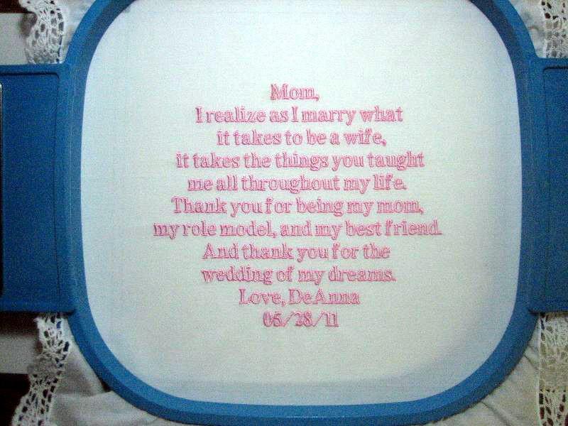 Embroidered Mother of the Bride Gift Handkerchief, Wedding Handkerchief 113B