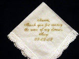 Wedding Handkerchief with Gold Metalic Thread with Gift Box 33S