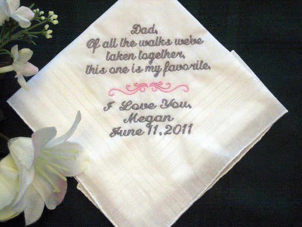 Bride to her Father 115S Personalized Wedding Handkerchief, Daddy of the Bride,