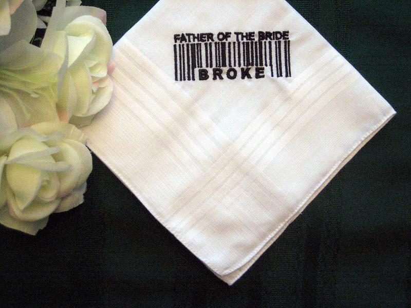 Embroidered Father of the Bride Handkerchief,Groomsman, Personalized 140B