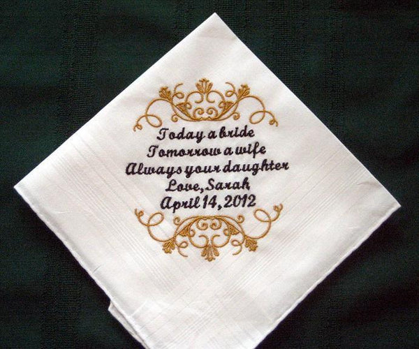 Father of the Bride wedding handkerchief, Hankie Gift for Father of the Bride 126S