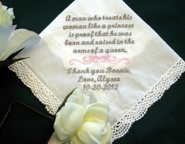 Mother of Groom Handkerchief-hanky-hankie-wedding gift 134S includes shipping in the US