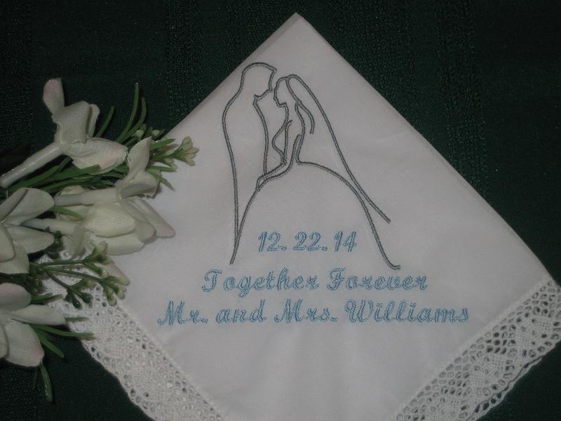 Wedding Handkerchief - Wedding Silhouette Handkerchief - 158S