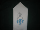 25 Linen Hemstitched Wedding Napkin with bride and groom includes shipping in the US.
