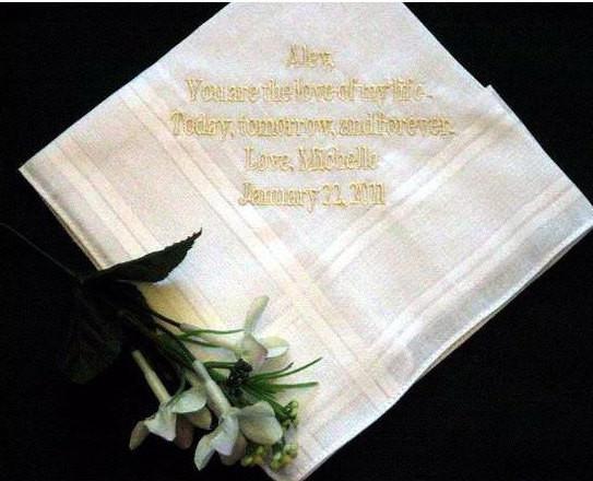 Personalized Wedding Handkerchief 159B from the bride to the groom