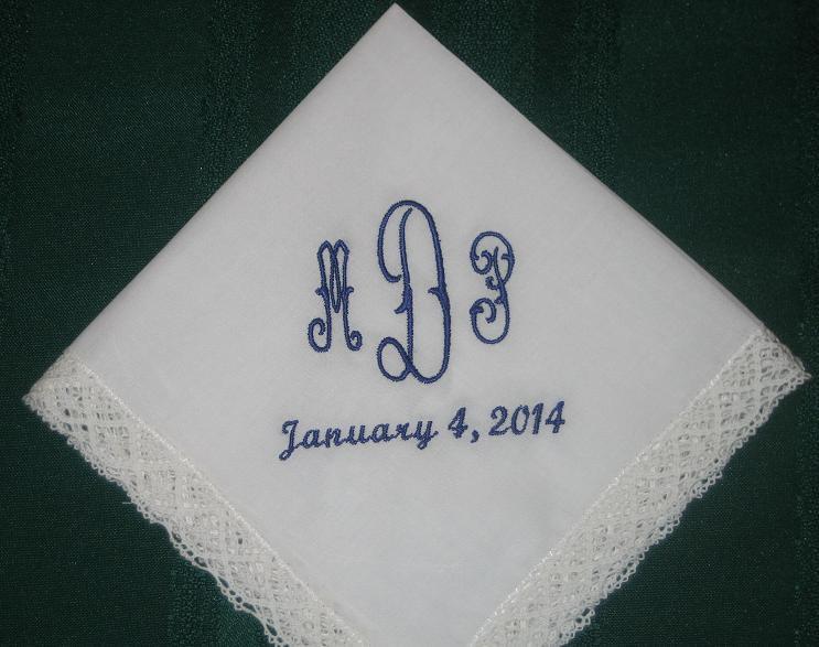 Bridal Handkerchief in Ivory, Personalized Wedding Handkerchief with FREE gift box