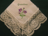 Handkerchief with flowers 142S Personalized Wedding Handkerchief