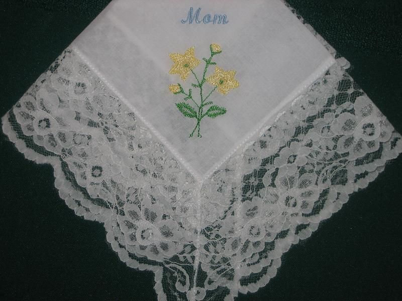 Handkerchief with flowers 142S Personalized Wedding Handkerchief