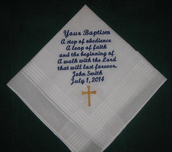 Custom Baptism handkerchief for boys, hanky, hankie 168S Dedication handkerchief