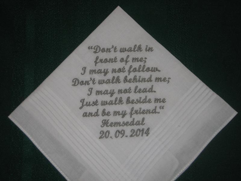 Personalised wedding handkerchief to groom 170S with free gift box and FREE shipping in the US