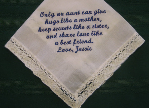 Personalized Wedding Handkerchief For Your Aunt 175S embroidered hankie,hanky