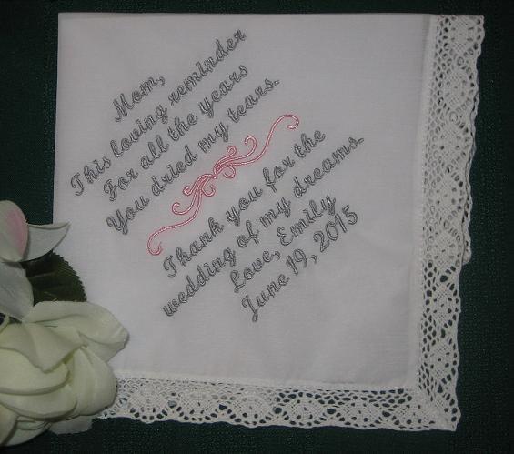 Mother of the Bride.116S includes a Free gift box Personalized Wedding Handkerchief