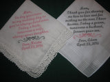 Wedding Handkerchiefs for Moms 203S Mother of the Bride and Mother of Groom Hankies set of two